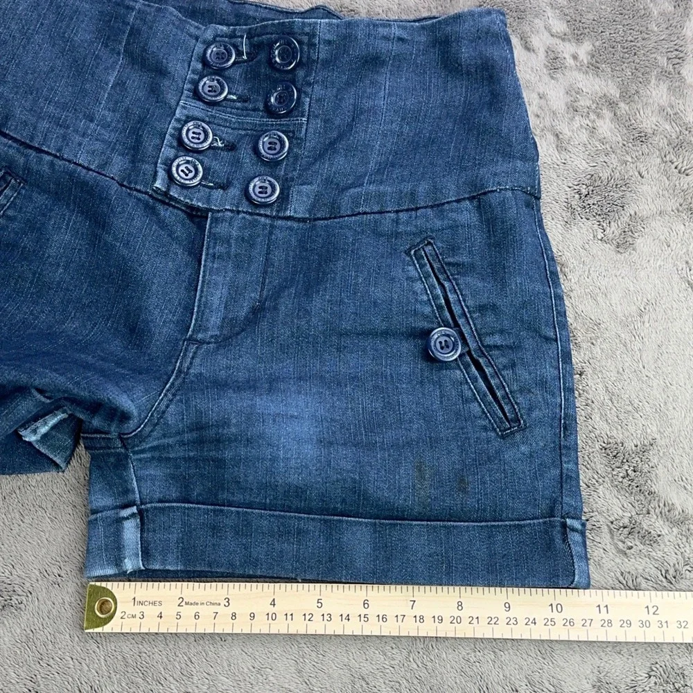 Boom Boom Jeans Womens High Waisted Double Breasted Button Denim Shorts‎ Size 7